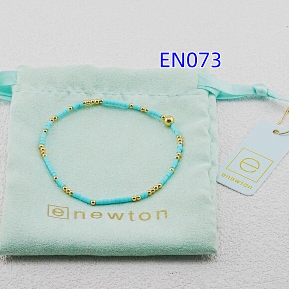 Enewton Sky-Blue Glass Tube Bead & Gold Bead Bracelet - Picture 2 of 5